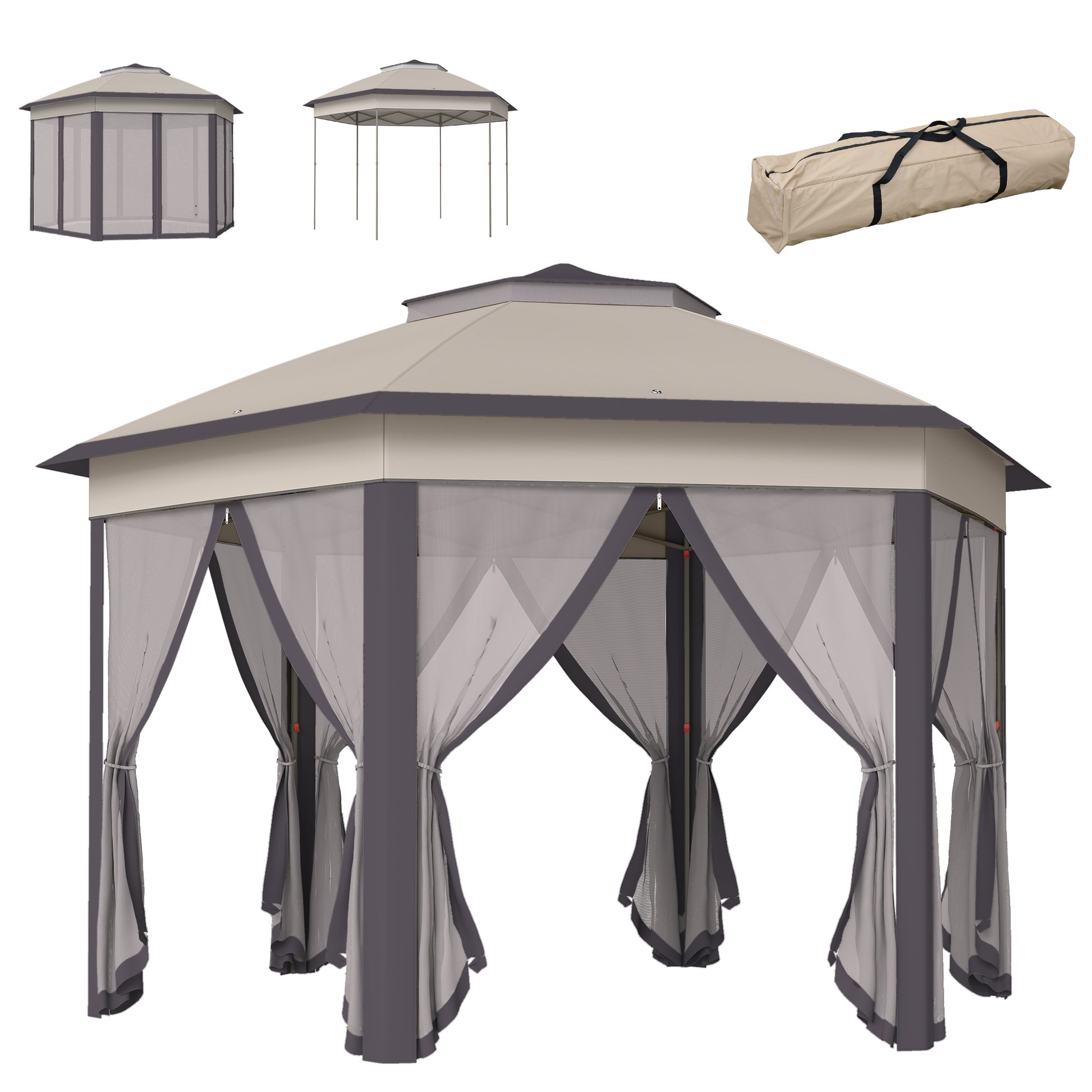 Hexagonal Pop-Up Gazebo Tent with Mesh Sidewalls - Morderncharm store