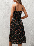 New Polka Dot Print Suspender Dress Summer Sexy Split Long Dresses For Womens Clothing null