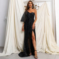 Midnight Noir Off-the-Shoulder Sequin Gown - Morderncharm store