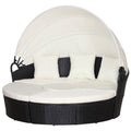 Five-Piece Rattan Garden Bed, With Canopy - Black/White - Morderncharm store