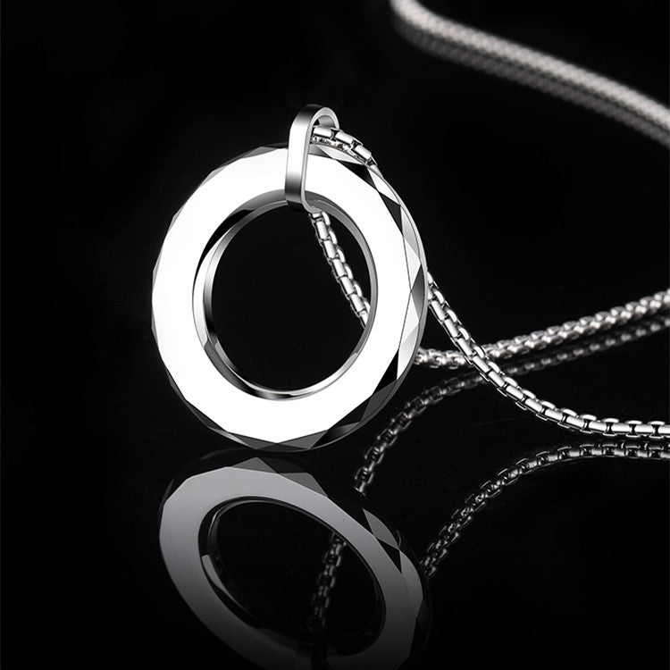 Gold tungsten men's necklace featuring a bold, trendy design perfect for hip hop fashion, with a polished finish and sturdy chain.