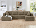 Modern U-shaped sectional sofa with plush cushions and sleek design, ideal for contemporary living rooms.