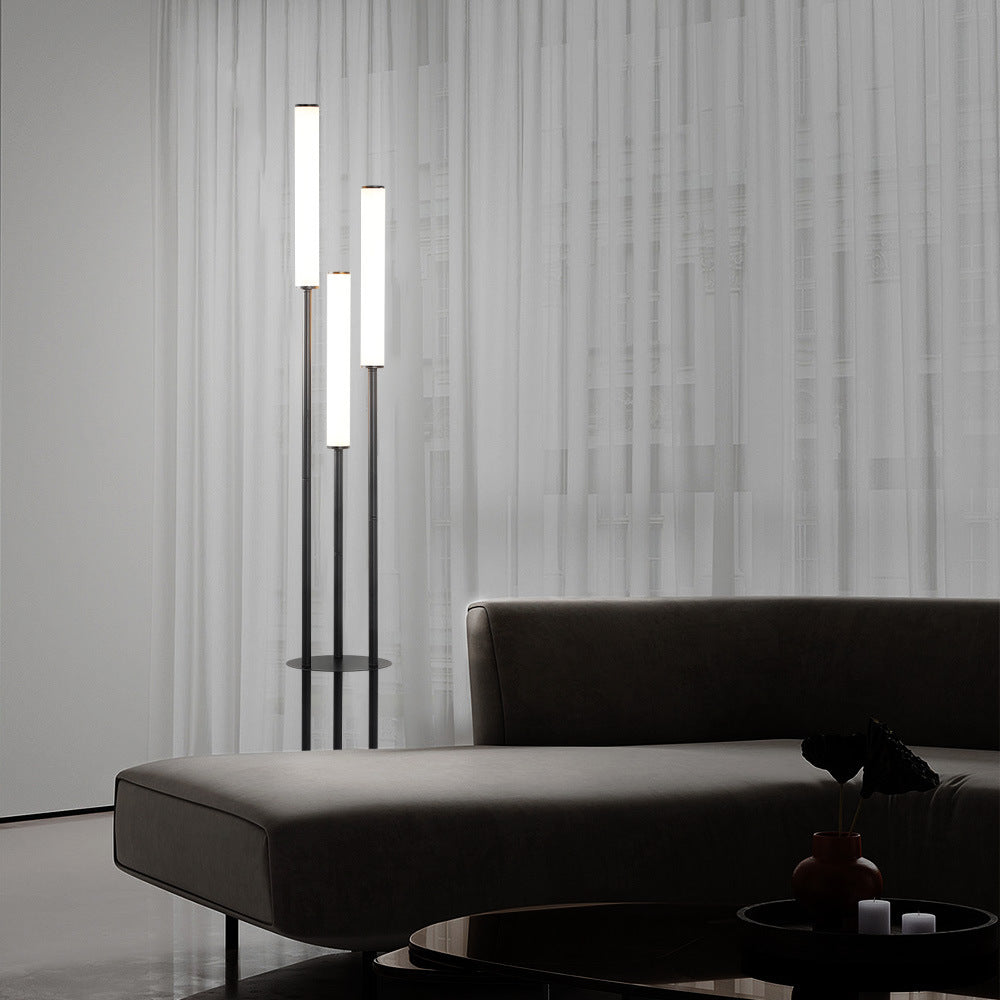 Creative Acrylic Floor Lamp Beside Sofa And Coffee Table In Living Room null