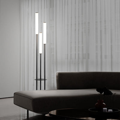Creative Acrylic Floor Lamp Beside Sofa And Coffee Table In Living Room null