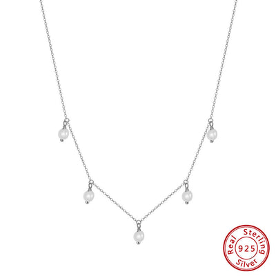 S925 Sterling Silver Necklace Natural Freshwater Pearl null