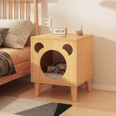 Solid Wood Leg Cat Nest Bedside Table Simple Modern null