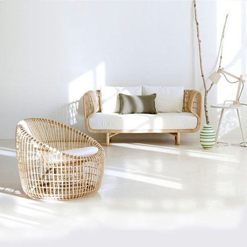 Outdoor Sofa Woven Rattan Chair Tea Table Combination null