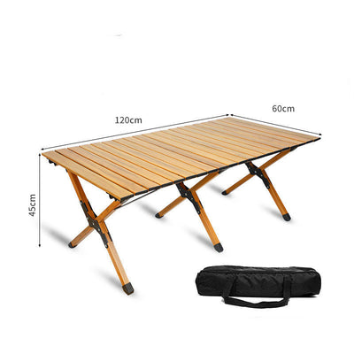 Outdoor Solid Wood Beech Egg Roll Table Camping Folding Table null