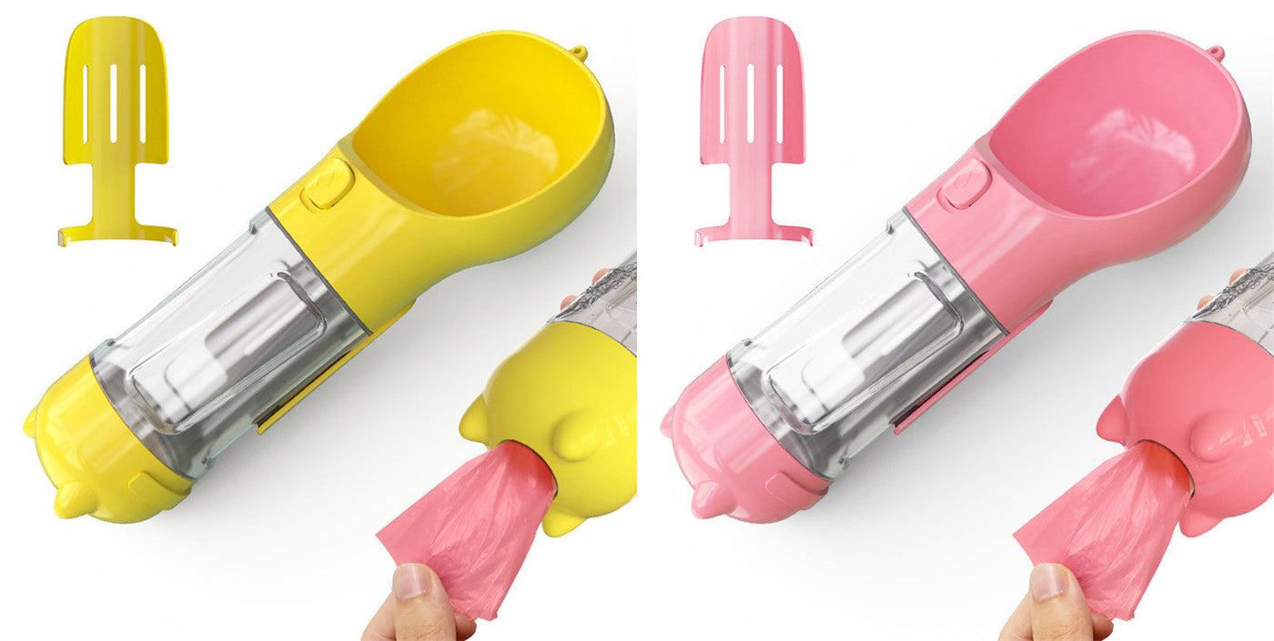 Pet Water Bottle Feeder Bowl Garbage Bag Storage Portable Pet Outdoor Travel 3 In 1 Dog Water Bottle null