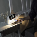 Creative 3 In 1 Bedside Lamp Wireless Charging LCD Screen Alarm Clock  Wireless Phone Charger null