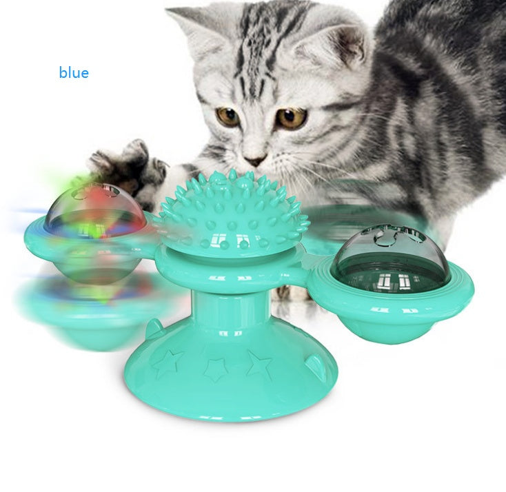 Cat Rotating Windmill Multi-Function Toys Itch Scratching Device Teeth Shining Toy null