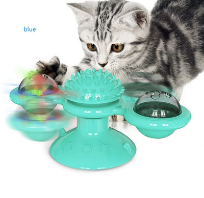 Cat Rotating Windmill Multi-Function Toys Itch Scratching Device Teeth Shining Toy null