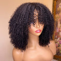 Kinky Curly Human Hair Wigs With Bangs null