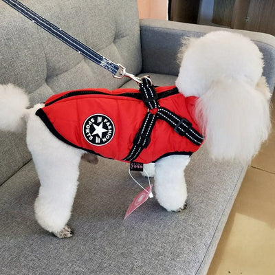 Waterproof Dog Clothes Winter Dog Coat With Harness Warm Pet Clothing Big Dog Jacket Chihuahua Labrador Coat Costume null