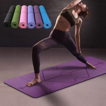 Non Slip TPE Yoga Mat Position Line Beginner null