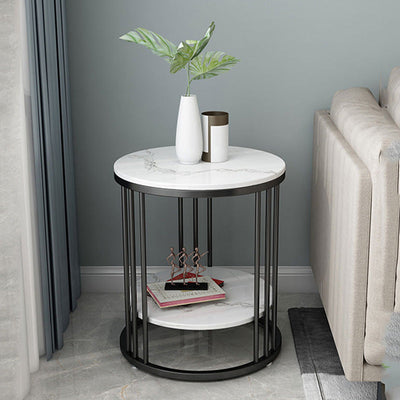 Creative Double-layer Living Room Wrought Iron Round Small Coffee Table null