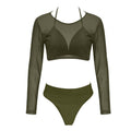 Three-piece Solid Sexy See-through Bikini null