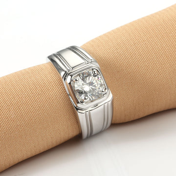 Men’s Solitaire Moissanite Statement Ring