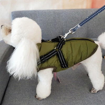 Waterproof Dog Clothes Winter Dog Coat With Harness Warm Pet Clothing Big Dog Jacket Chihuahua Labrador Coat Costume null