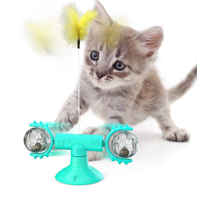 Cat Rotating Windmill Multi-Function Toys Itch Scratching Device Teeth Shining Toy null