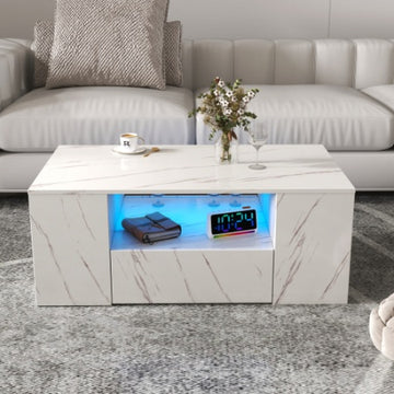 Modern Faux Marble LED Coffee Table