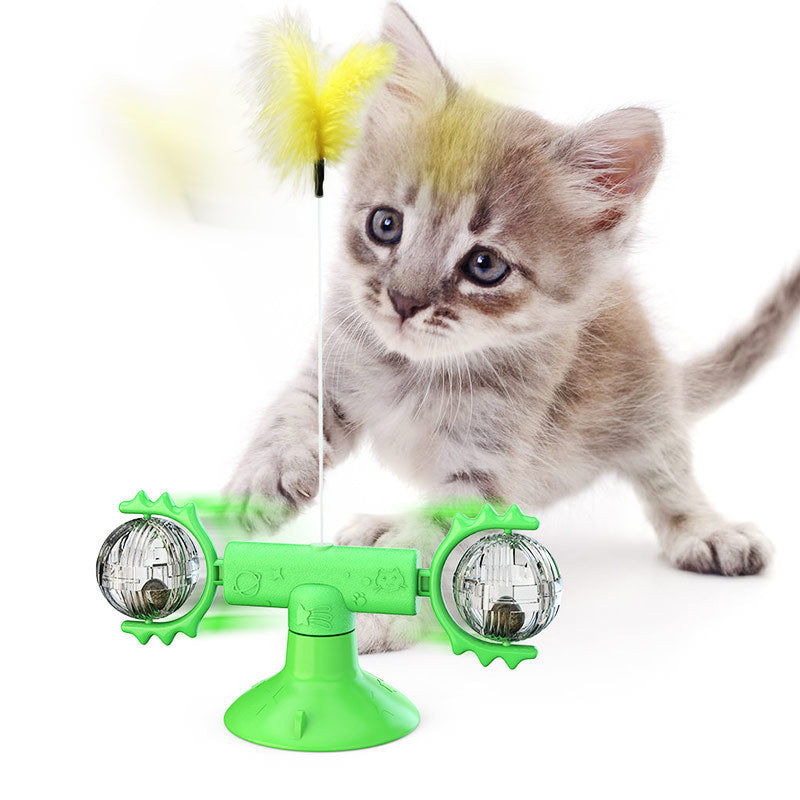 Cat Rotating Windmill Multi-Function Toys Itch Scratching Device Teeth Shining Toy null