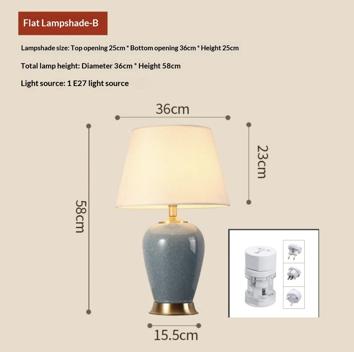 Jingdezhen Camphor Wood Ceramic American-Style Minimalist Chinese Table Lamp - Morderncharm store