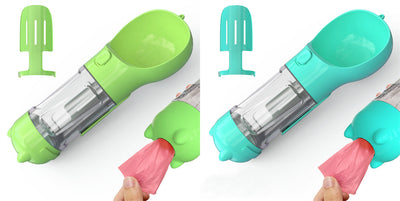 Pet Water Bottle Feeder Bowl Garbage Bag Storage Portable Pet Outdoor Travel 3 In 1 Dog Water Bottle null