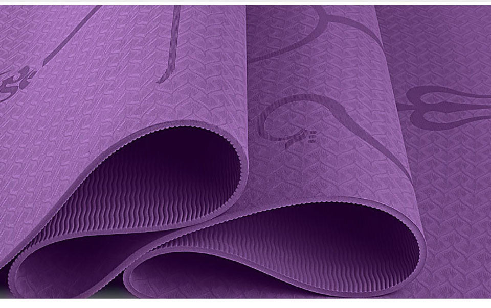 Non Slip TPE Yoga Mat Position Line Beginner null