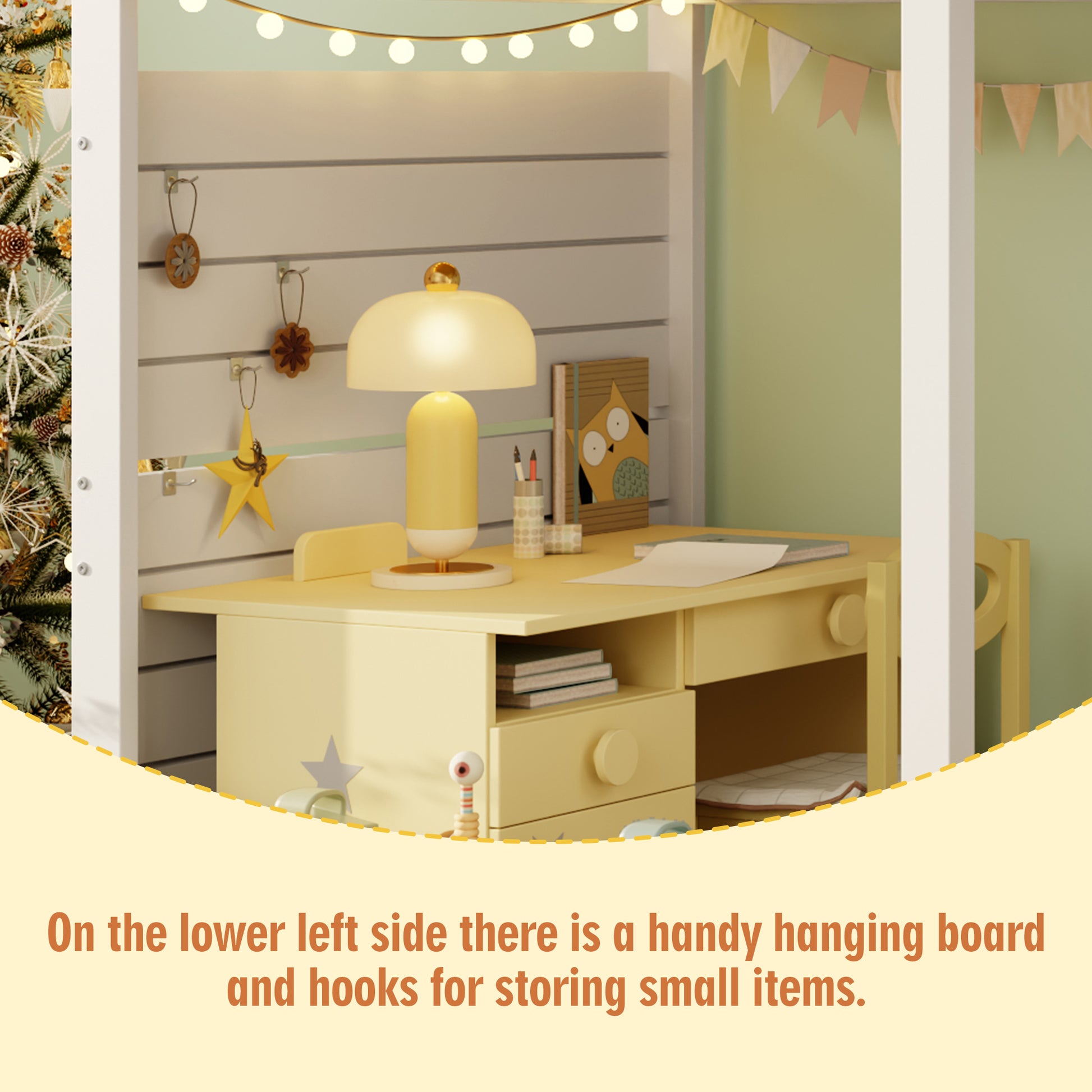 Wooden House Bunk Bed with Storage Stairs & Playhouse Frame - Morderncharm store