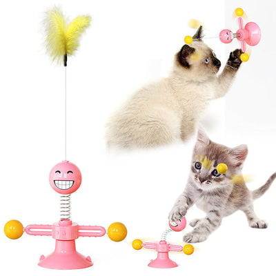 Cat Rotating Windmill Multi-Function Toys Itch Scratching Device Teeth Shining Toy null