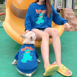 Spring and Autumn Cartoon Print Dog Two-legged Pet Parent-child Wear null