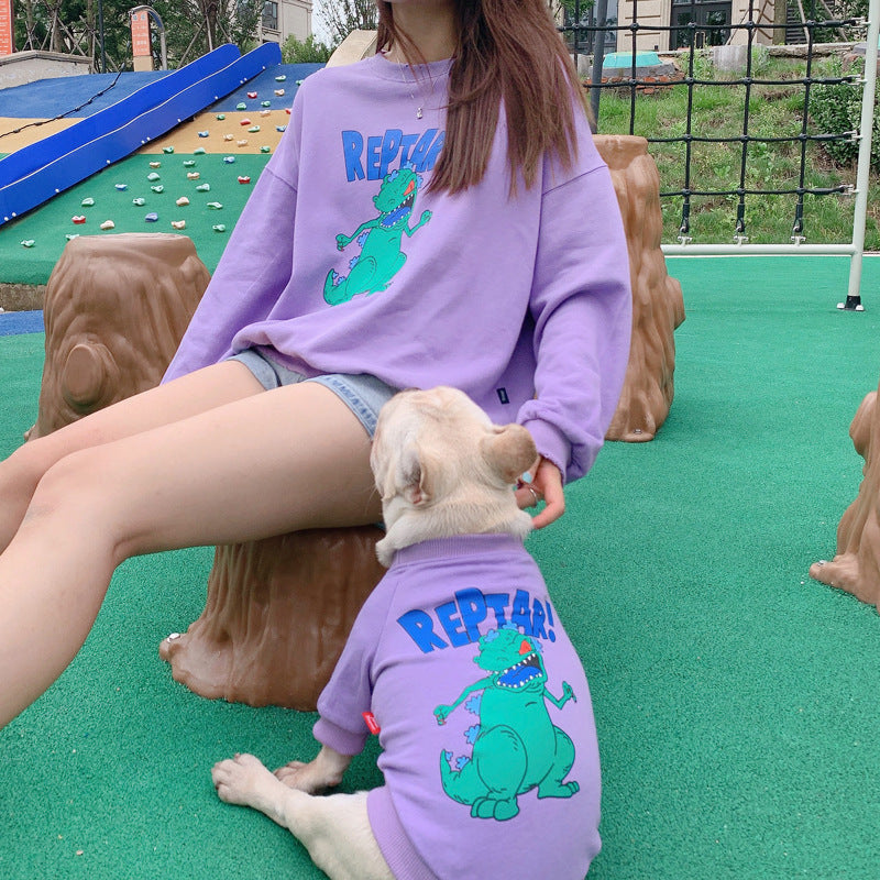 Spring and Autumn Cartoon Print Dog Two-legged Pet Parent-child Wear null