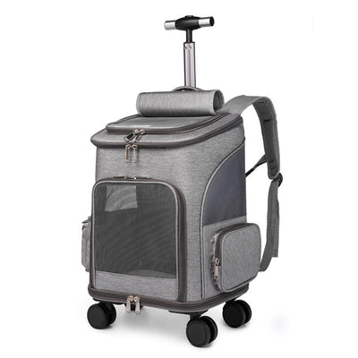 Portable Folding Tr olley Pet Backpack Traveling Cat Backpack With Universal Wheel Trolley Pet Bag null