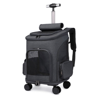 Portable Folding Tr olley Pet Backpack Traveling Cat Backpack With Universal Wheel Trolley Pet Bag null