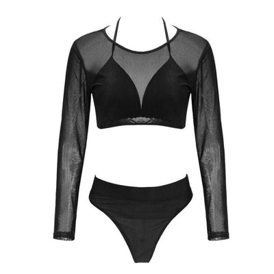 Three-piece Solid Sexy See-through Bikini null