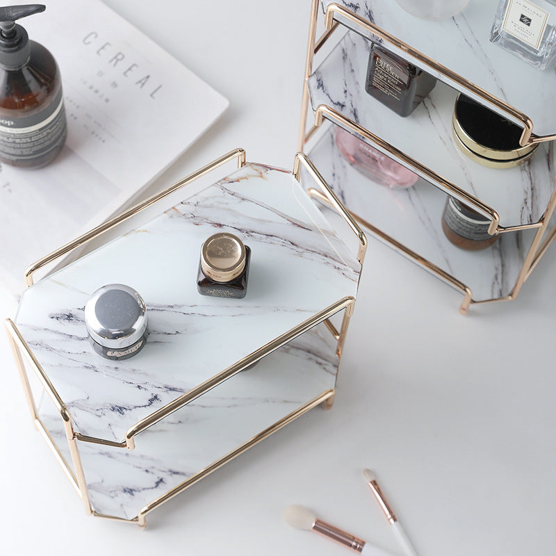 Nordic Ins Wind Cosmetic Storage Rack Skin Care Products Perfume Finishing Rack Bathroom Dressing Table Metal Bedroom null