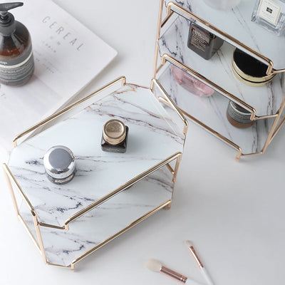 Nordic Ins Wind Cosmetic Storage Rack Skin Care Products Perfume Finishing Rack Bathroom Dressing Table Metal Bedroom null