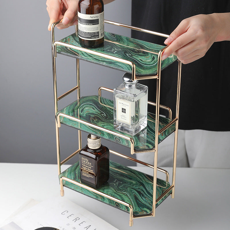 Nordic Ins Wind Cosmetic Storage Rack Skin Care Products Perfume Finishing Rack Bathroom Dressing Table Metal Bedroom null