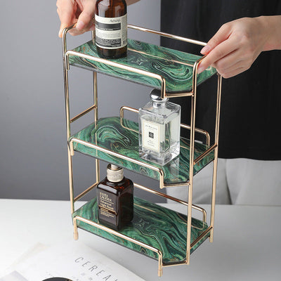 Nordic Ins Wind Cosmetic Storage Rack Skin Care Products Perfume Finishing Rack Bathroom Dressing Table Metal Bedroom null