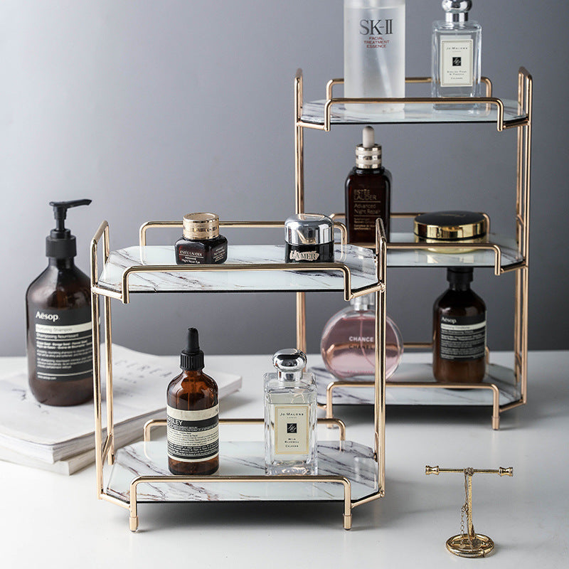 Nordic Ins Wind Cosmetic Storage Rack Skin Care Products Perfume Finishing Rack Bathroom Dressing Table Metal Bedroom null