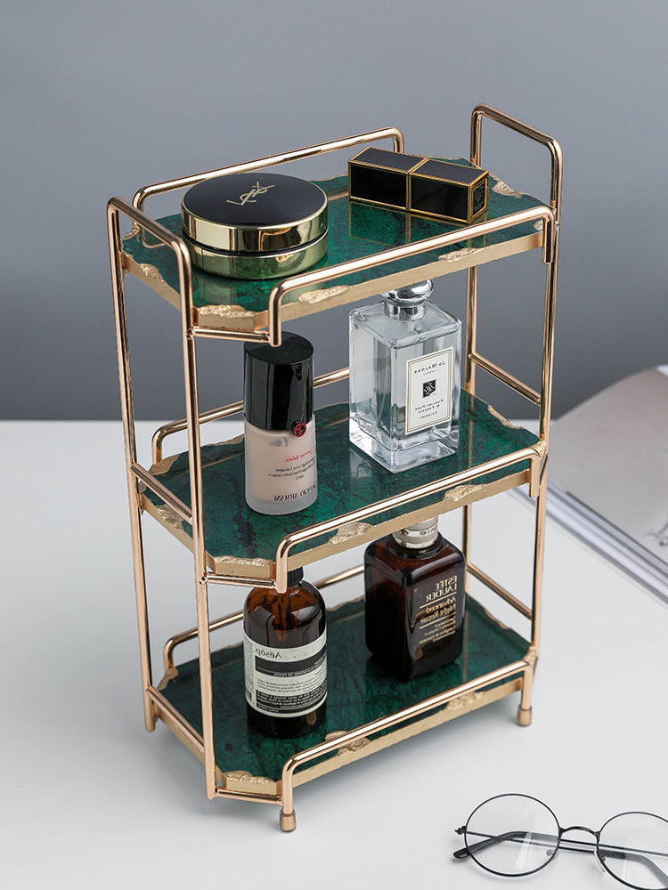 Nordic Ins Wind Cosmetic Storage Rack Skin Care Products Perfume Finishing Rack Bathroom Dressing Table Metal Bedroom null