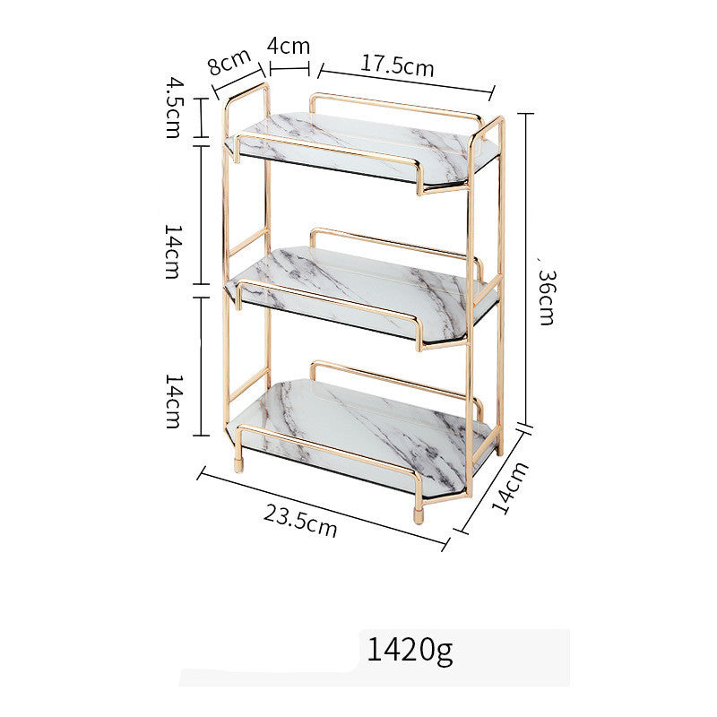 Nordic Ins Wind Cosmetic Storage Rack Skin Care Products Perfume Finishing Rack Bathroom Dressing Table Metal Bedroom null