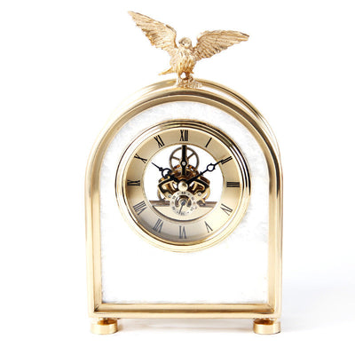 Luxury Decoration Pure Copper Table Clock Living Room Home Accessories Shell Eagle Clock Ornaments Gift Ornaments null