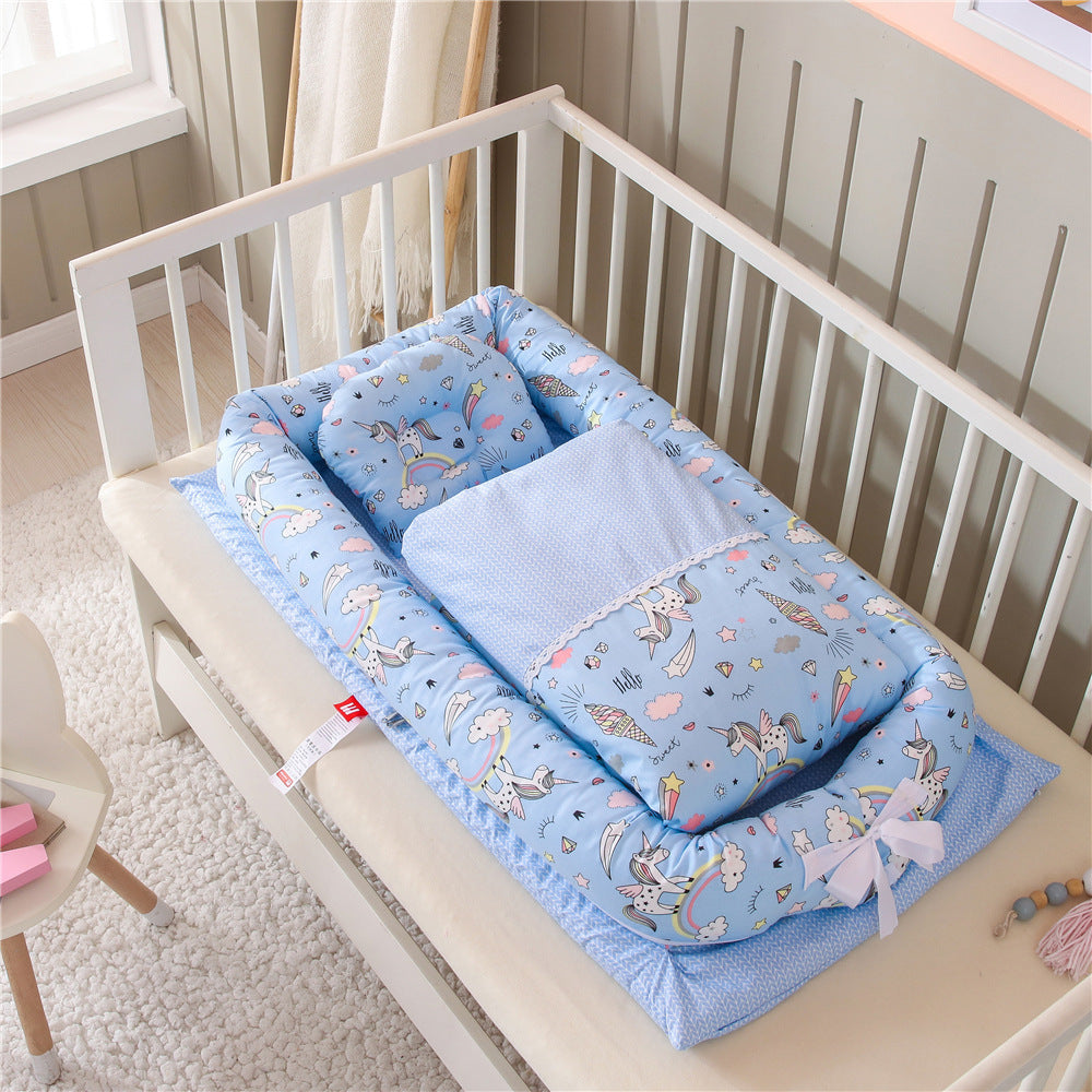 Crib Anti-pressure Newborn Foldable Portable Crib Middle Bed Baby Infant Mattress Bionic Travel Bed null