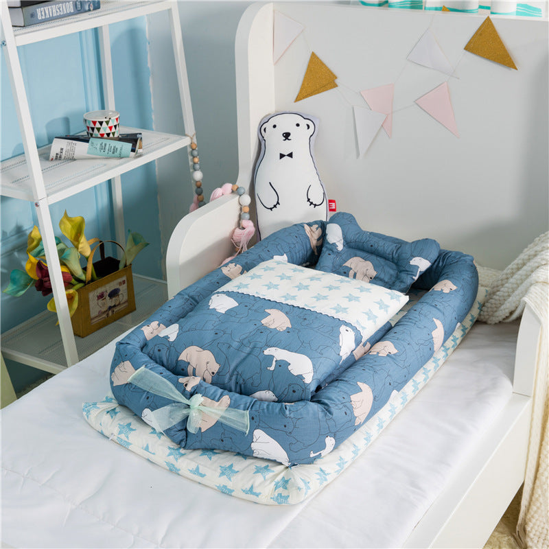 Crib Anti-pressure Newborn Foldable Portable Crib Middle Bed Baby Infant Mattress Bionic Travel Bed null