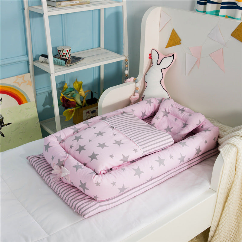 Crib Anti-pressure Newborn Foldable Portable Crib Middle Bed Baby Infant Mattress Bionic Travel Bed null