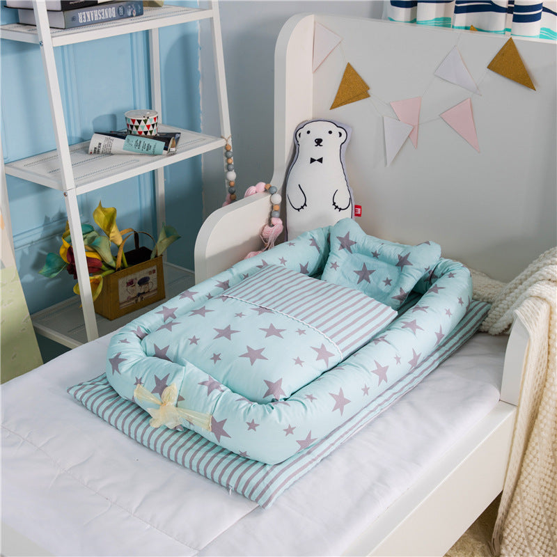 Crib Anti-pressure Newborn Foldable Portable Crib Middle Bed Baby Infant Mattress Bionic Travel Bed null