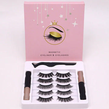Magnetic Eyelashes Eyeliner Set Long Lasting False Mink Waterproof Eye Lashes Extension Reusable Beauty Makeup Tool null