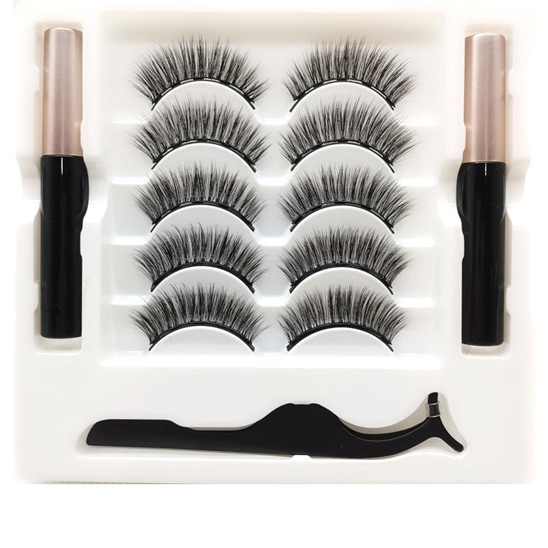 Magnetic Eyelashes Eyeliner Set Long Lasting False Mink Waterproof Eye Lashes Extension Reusable Beauty Makeup Tool null